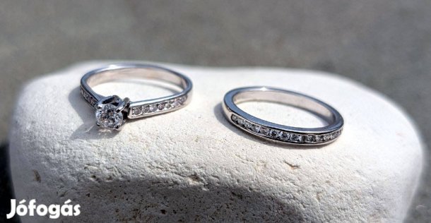 Káprázatos 18 karátos fehérarany gyémánt gyűrű szett Eladó