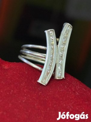 Káprázatos Art-deco stílusú ezüst gyűrű