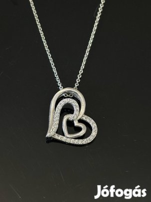 Káprázatos ezüst nyaklánc és dupla szív Medál