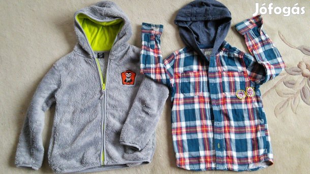 Kapucnis 116 122 gyerek felső cipzáras pulóver pulcsi ing fiú
