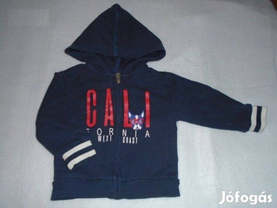 Kapucnis kék cipzáras pulóver 3-6 hó (méret 68)