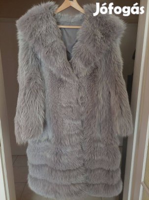 Kapucnis róka szőrme bunda L/XL