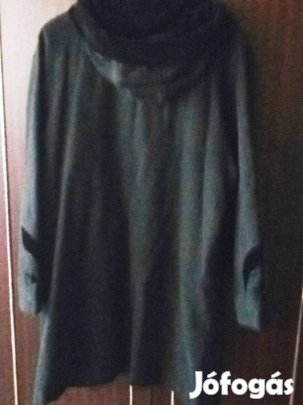 Kapucnis sötétszürke szövetkabát,jó hosszú újjal,újszerű46-méret!/69