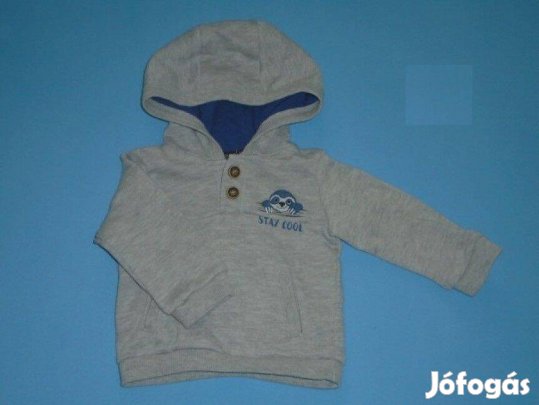 Kapucnis szürke pulóver 3-6 hó (méret 68)