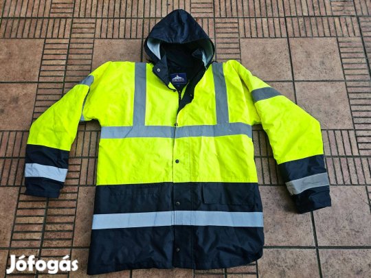 Kapucnis vízálló munkás kabát láthatósági munkáskabát L XL