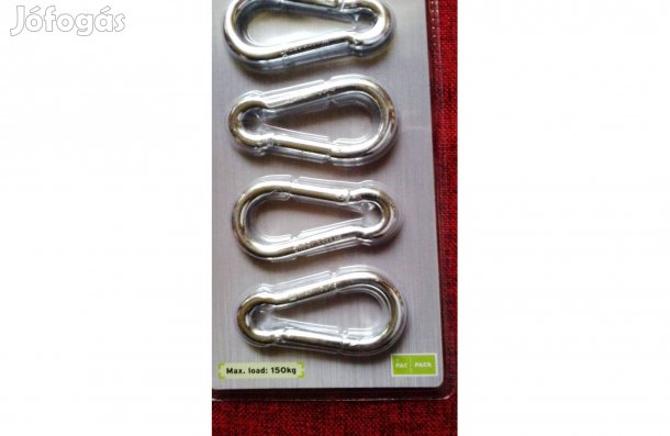 Karabiner rugós, acél max 150 KG újak
