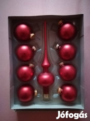Karácsonyfa dísz,szettben,gömbök és csúcs,hibátlan,olcsón!/64