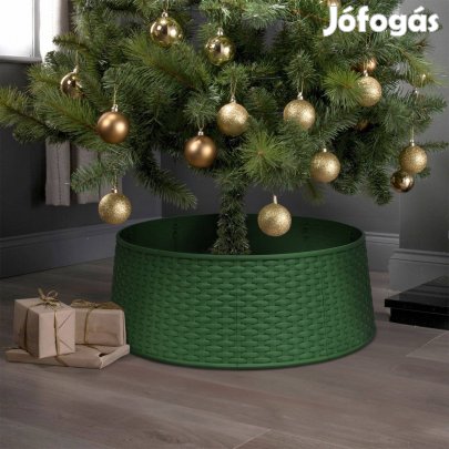 Karácsonyfatalp Paraván takaró - zöld fonott gyékény dizájn műanyag