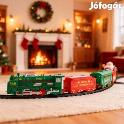Karácsonyi 19 részes kisvasút - világít - elemes - 3 féle pálya