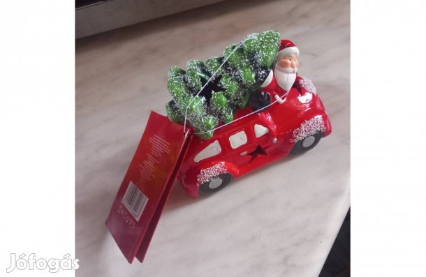Karácsonyi Fenyőfás világítós kisautó 14 x 10 cm - Új