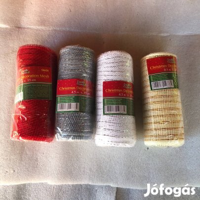 Karácsonyi Kiválóan formázható csillogó dekorációs háló - 4db 450x15cm