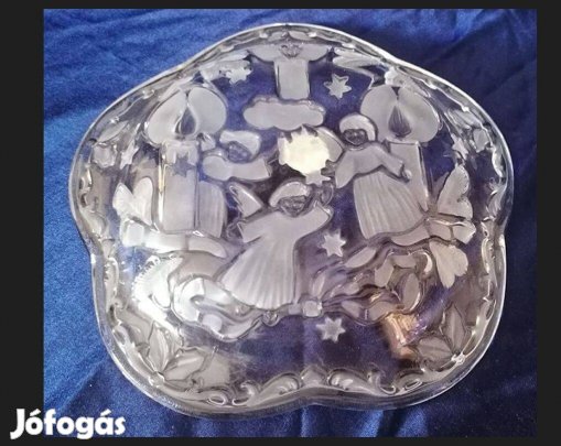 Karácsonyi Motívumos Nagyon Szép "Walther-Glas" Kristály Kínáló Tál