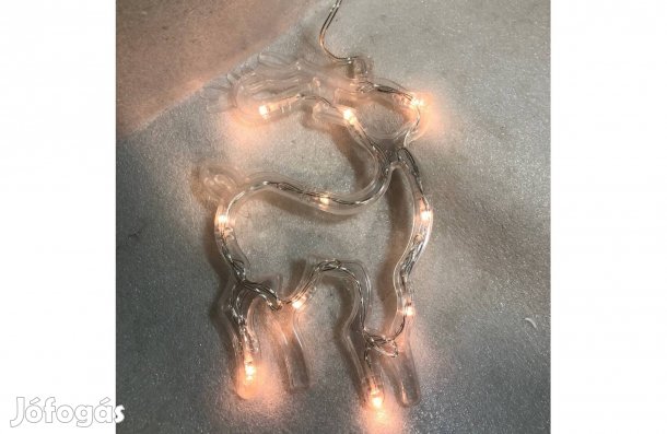 Karácsonyi Rénszarvas 1db 10 LED-es ablakdekor 19x13,5cm - melegfehér