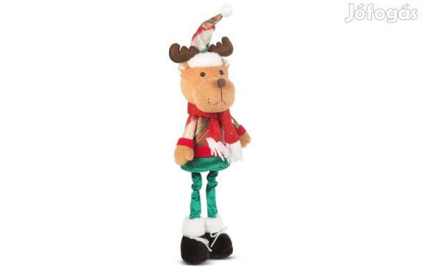 Karácsonyi Rénszarvas textil manó figura - teleszkópos lábbal - 95cm