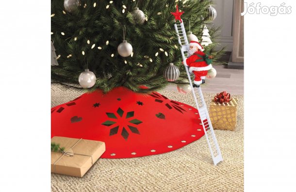 Karácsonyi Zenélő Mikulás létrán mászó - 20 x 10 cm