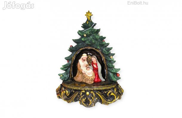 Karácsonyi betlehem Szent Család figurával és LED világítással 19x12