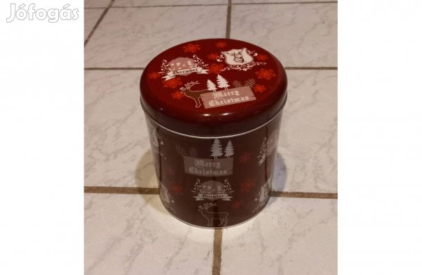 Karácsonyi bordó szarvasos díszdoboz 19 x 17 cm - Új