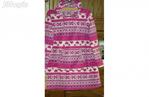 Karácsonyi ciklámen-fehér zsebes meleg szabadidő ruha 42-es