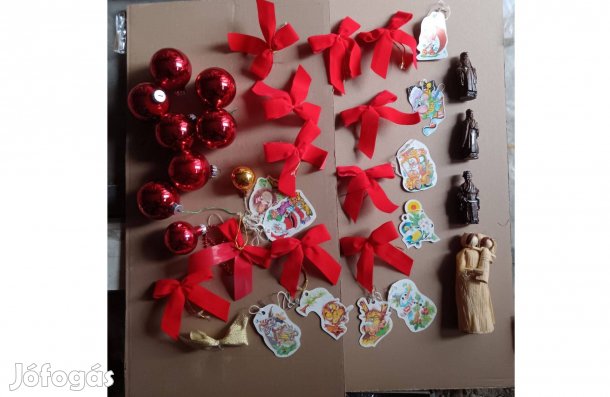 Karácsonyi dísz gömb +3 királyok +bársony masni +csuhé baba szett ár