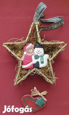 Karácsonyi dísz maci hóember csillag kellék dekoráció