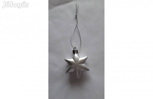 Karácsonyi ezüst csillag akasztóval 5,5*5 cm_