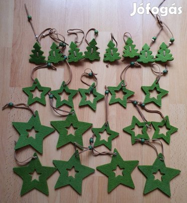 Karácsonyi filc dekoráció akasztható dísz kellék feny csillag zöld