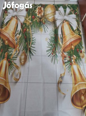 Karácsonyi függöny arany csengős mintával Új