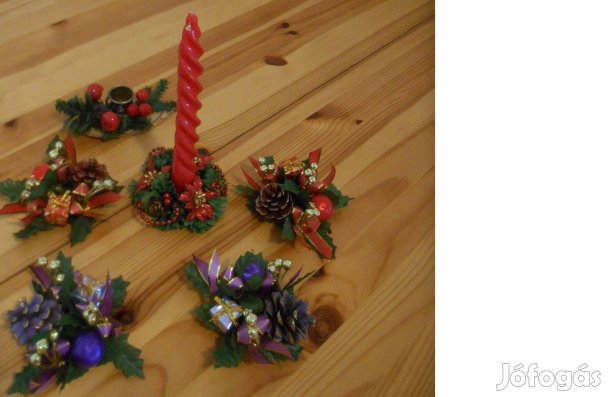 Karácsonyi gyertyatartók, 500,-/db piros és lila színben