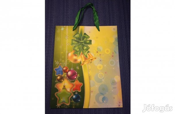 Karácsonyi harang mintás ajándéktasak (31,5 X 26 cm-s)
