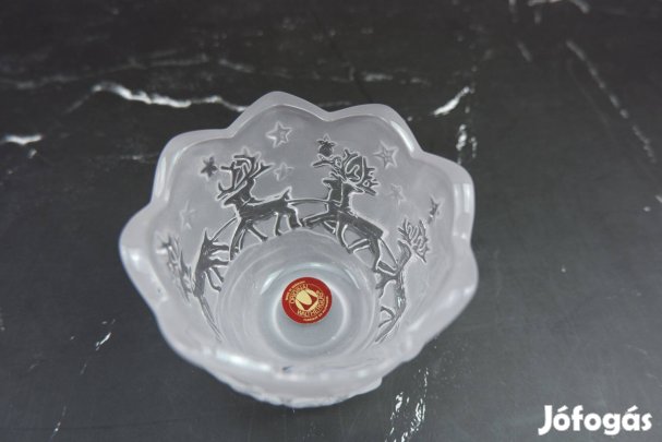 Karácsonyi mintás üveg dísztál és mécsestartó Walther Glas