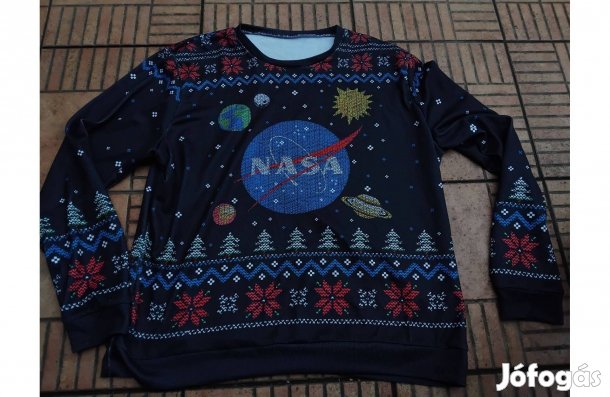 Karácsonyi pulóver Nasa feliratos pulóver XL