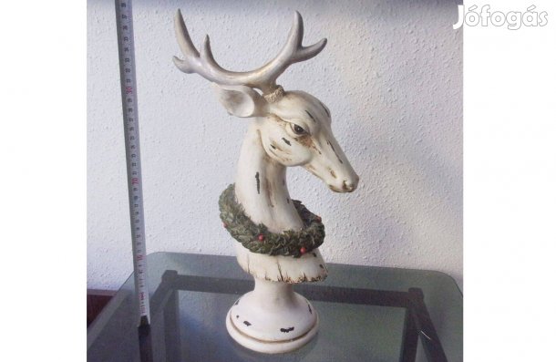 Karácsonyi szarvas agancs trófea dísz műgyantából Újpest központ közel
