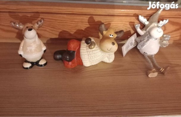 Karácsonyi vicces Szarvas kerámia figurák 15 cm - Új