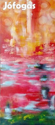 Kárai Mihály, kortárs absztrakt festmény, képméret: 70x30 cm