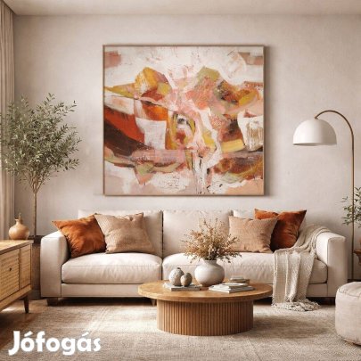 Kárai Mihály színes, modern, absztrakt festmény 90 x 100 cm