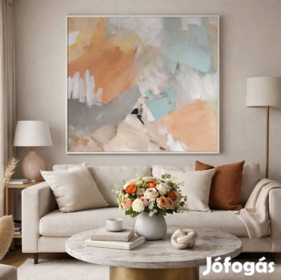 Kárai Mihály színes, modern, absztrakt festmény 90 x 100 cm