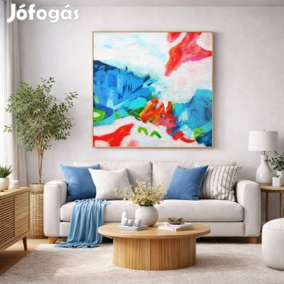 Kárai Mihály színes, modern, absztrakt festmény 90 x 90 cm
