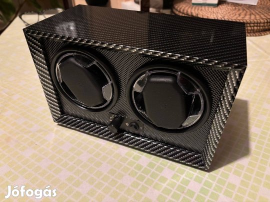 Karbon színű fa óraforgató 2 órának - Új -