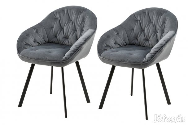 Karfás szék szett, 2 db, gyémánt varrással,Salesfever, bársony,Új