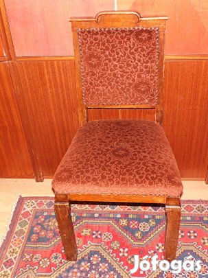 Kárpitozott Barna Bársony Huzatú étkezőszék, stabil, antik, szúmentes,