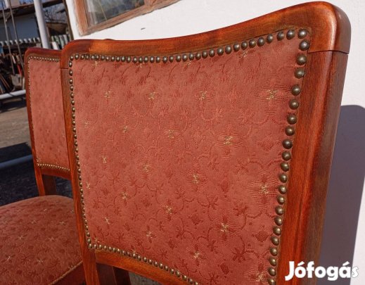 Kárpitozott bükk szék pár, használt, barna - vörös arany mintás, jó