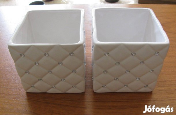 Kaspó kerámia bevonatú cserepes virágtartó ,14,5x15x14cm