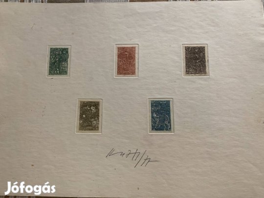 Kass János: 2 db népi motívumok rézkarc