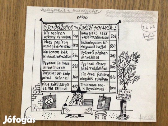 Kasso /Kassowitz Félix/ eredeti karikatúra rajza a Szabad Száj c. lapn