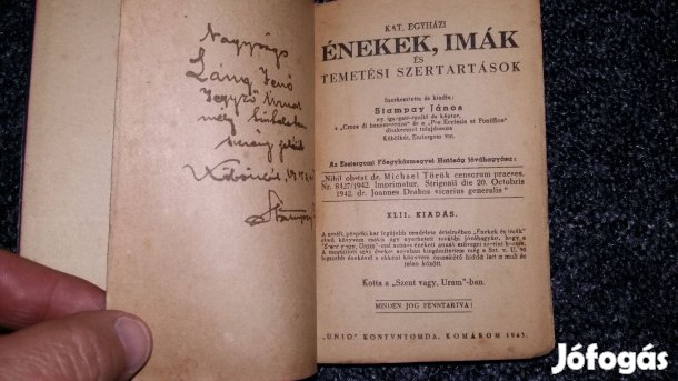 Katholikus egyházi énekek, imák és temetési szertartások Dedikált !