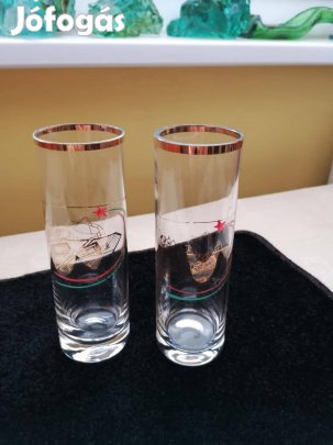 Katonai hosszú üvegpohár 2 db