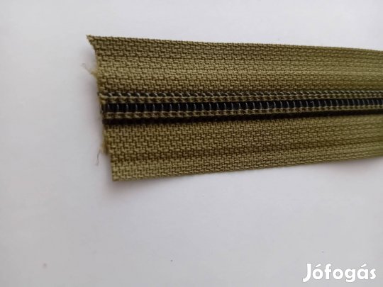 Katonazöld cipzár, új, folyóméterben