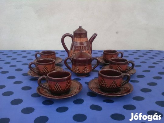 Kávés készlet, kerámia, mintás