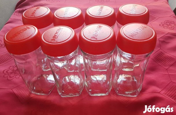 Kávés üveg (200 grammos) piros tetővel
