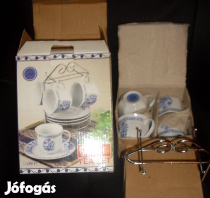 Kávéskészlet 4 db- fém tartóval,új, saját dobozában!/3